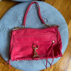 Pink Rebecca Minkoff Leather Gold Chain-Linked Crossbody Bag